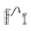 Whitehaus Sgl Lever Faucet W/ Traditional Swivel Spout And Brass Side Spray, Chrm WHKTSL3-2200-NT-C